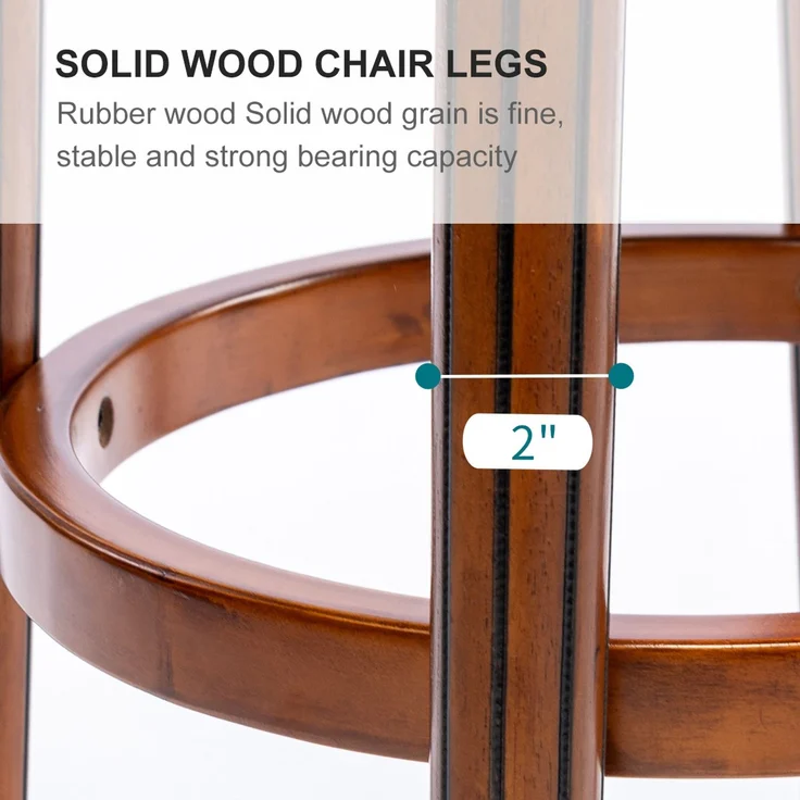 Barhocker aus Holz mit Kuhfellbezug, 360° drehbar, mit Rückenlehne, Barhocker in Tresenhöhe für Küche, Esszimmer und Bar – Blau2 – 54,8 x 54,8 x 96 cm – YOUDENOVA – Bild 2