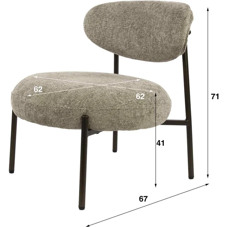 Sessel Velcira Rund, Webstoff weich gepolstert, modern, sandfarben, hoher Sitzkomfort – Bild 2