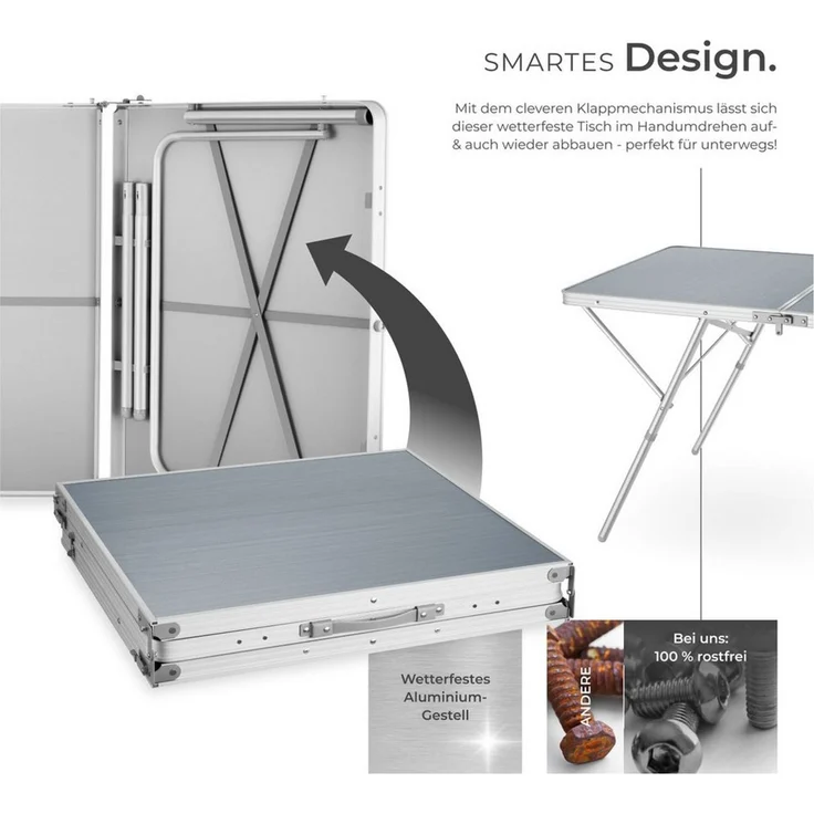 tectake Campingtisch Aluminium Campingtisch (1-St, 1 tlg), XXL-Campingtisch mit Klappfunktion aus wetterfestem Aluminium – Bild 2