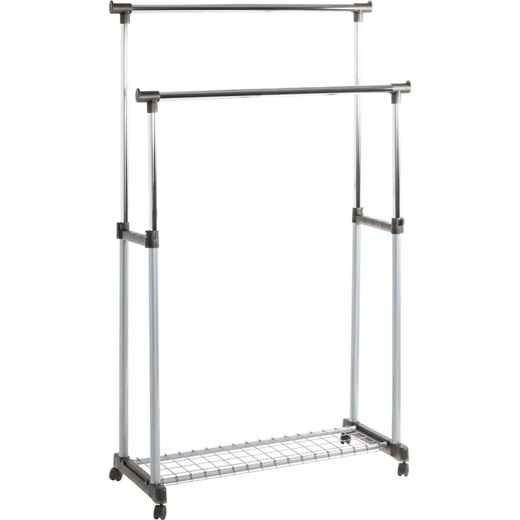 Rollgarderobe Duo / Double, Kunststoff, Metall, Grau, 95 x 170 x 43 cm