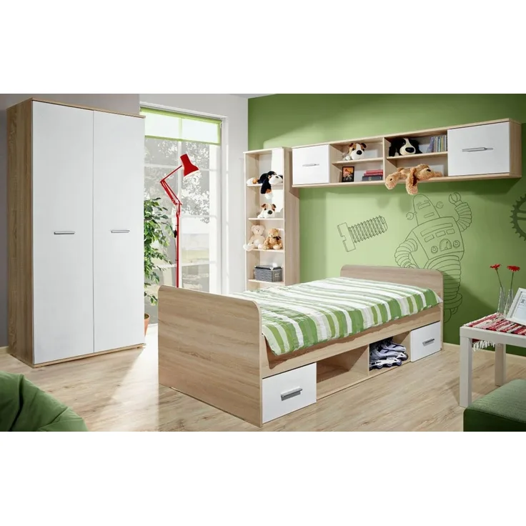 Kinder-/Jugendzimmer Superior in weiß und Eiche 4-teilig