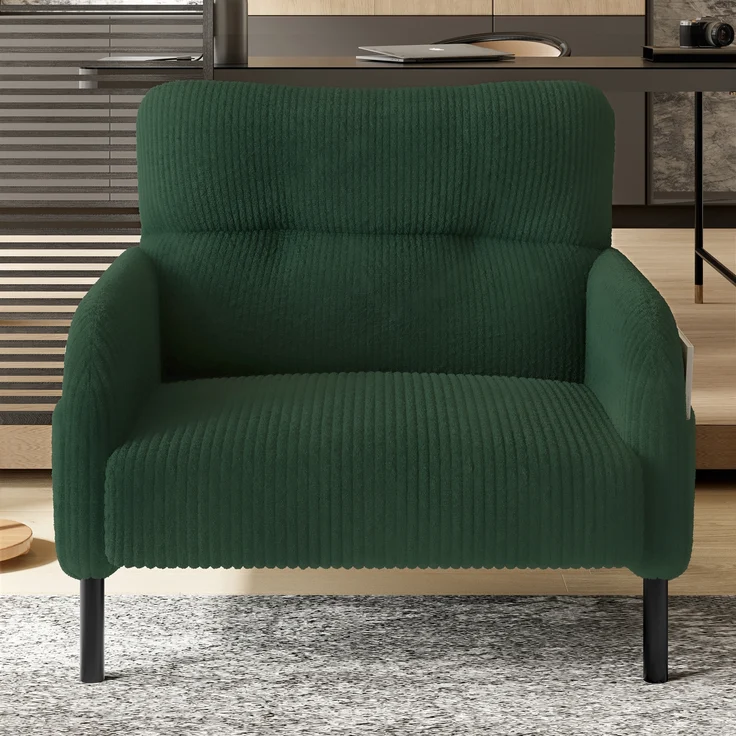 LVHOM Sessel mit Seitentaschen, Relaxsessel Cordstoff, Polstersessel Lehnstuhl Wohnzimmersessel mit Metallbeine – Bild 8