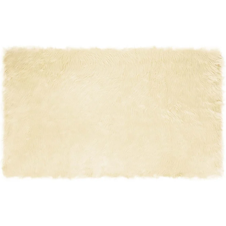 vidaXL Teppich aus Kunstschaffell TAFALLA Creme 100 x 200 cm Polyester 42021503 – Bild 2