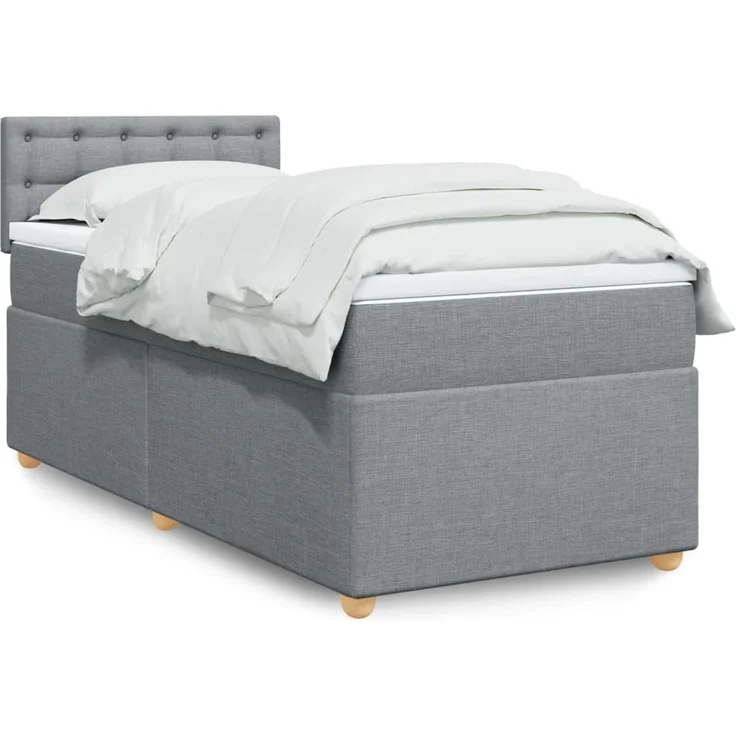 vidaXL Boxspringbett mit Matratze Hellgrau 90x200 cm Stoff 3288877 – Bild 1