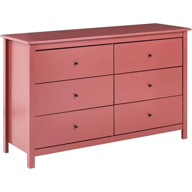 Kommode mit 6 Schubladen BARCALDINE Kiefernholz Burgunderrot – Bild 1