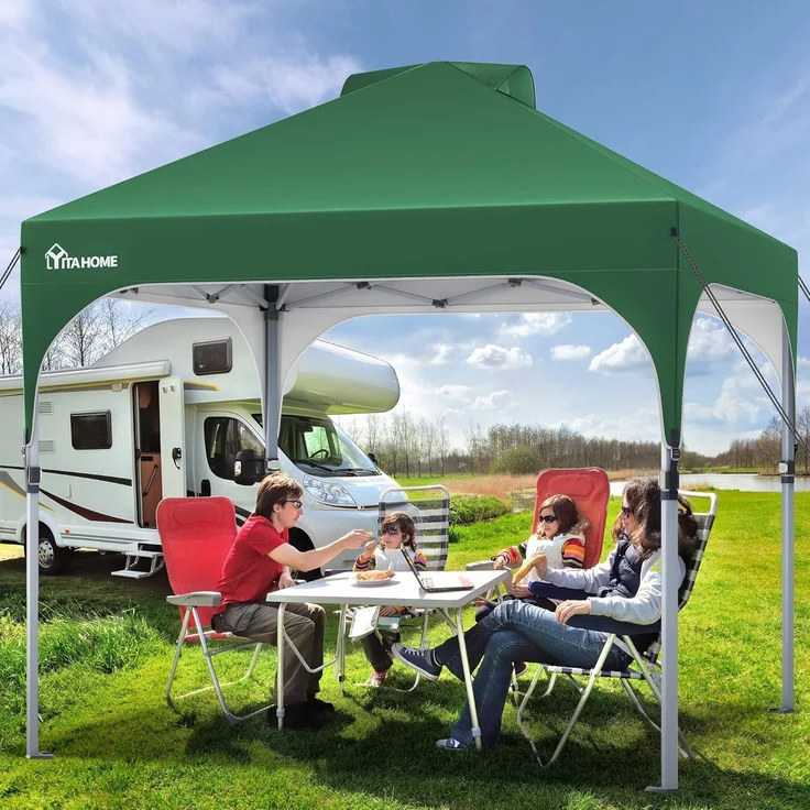 YITAHOME 3X3 wasserdichte Pavillon Faltpavillon, Faltbarer Stabil Pop up Pavillon Outdoor Anti-UV Gartenpavillon Höhenverstellbarfür Alle Jahreszeiten Für Party Camping Märkte Pool Festival, Grün – Bild 1