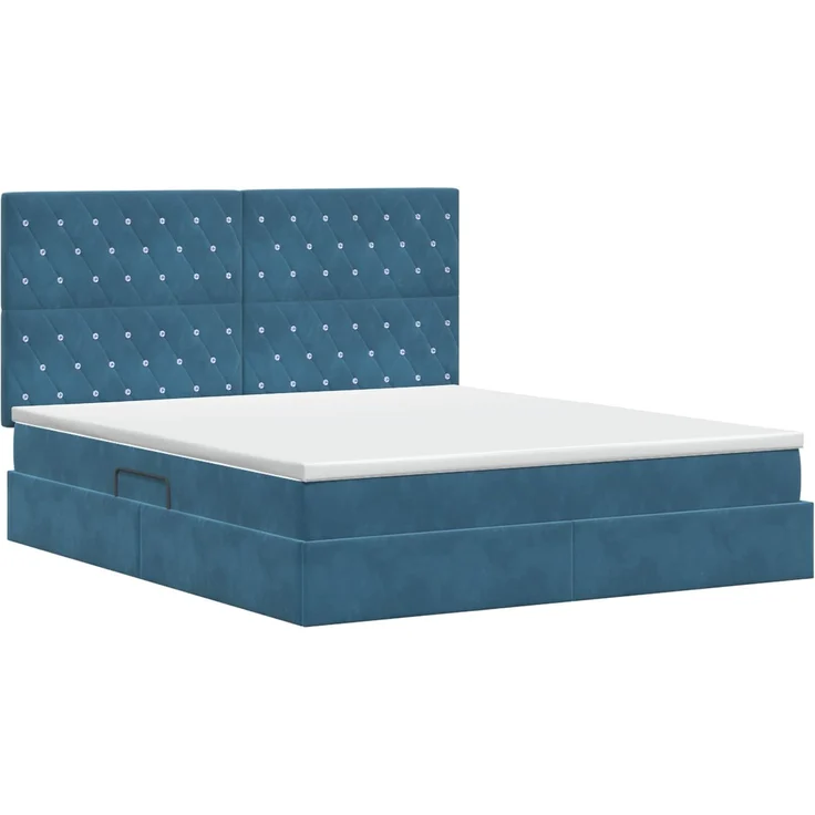 vidaXL Aufbewahrungsbett mit Matratze Dunkelblau 180 x 200 cm Samt 3459649 – Bild 8