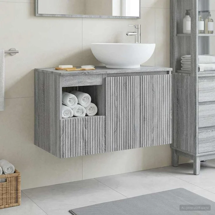 vidaXL Badezimmerschrank-Set 2 stk. Grau Sonoma 79,5 x 44,5 x 80 cm 3404090 – Bild 1