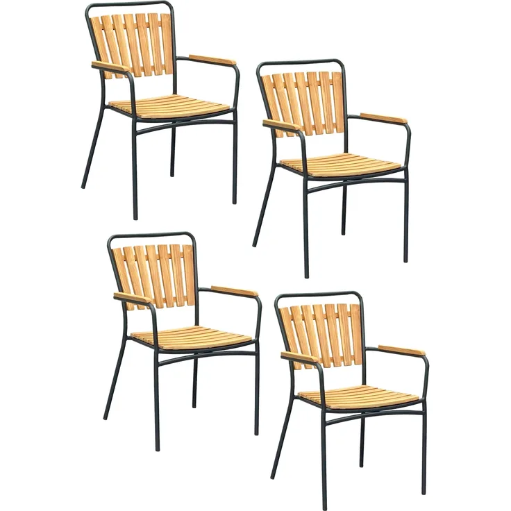 Garden Pleasure Stapelstuhl COVINA 4er Set Garten Sessel Stuhl Set Gartenstuhl