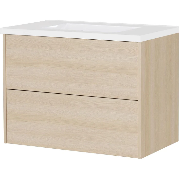 Germania Waschtisch inkl. Becken 9079-653 GW-BODERA, in grifflosem Design mit Push-to-Open Technik, in Lindberg-Eiche, 81 x 61 x 46 cm (BxHxT)