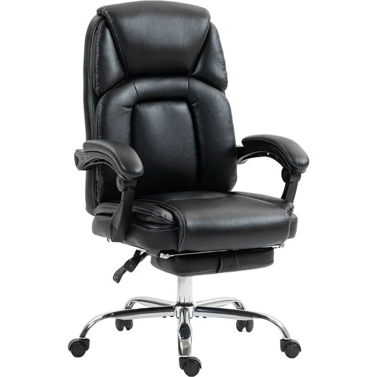 Liegender Bürostuhl mit abnehmbarer Fußstütze aus PU-Leder, 66.0×65.0×118.0cm, Schwarz, MELAYR – Bild 1