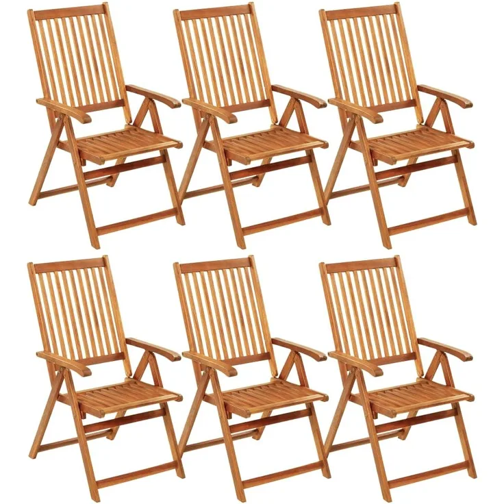 vidaXL Klappbare Gartenstühle 6 Stk. mit Auflagen Massivholz Akazie 3064127