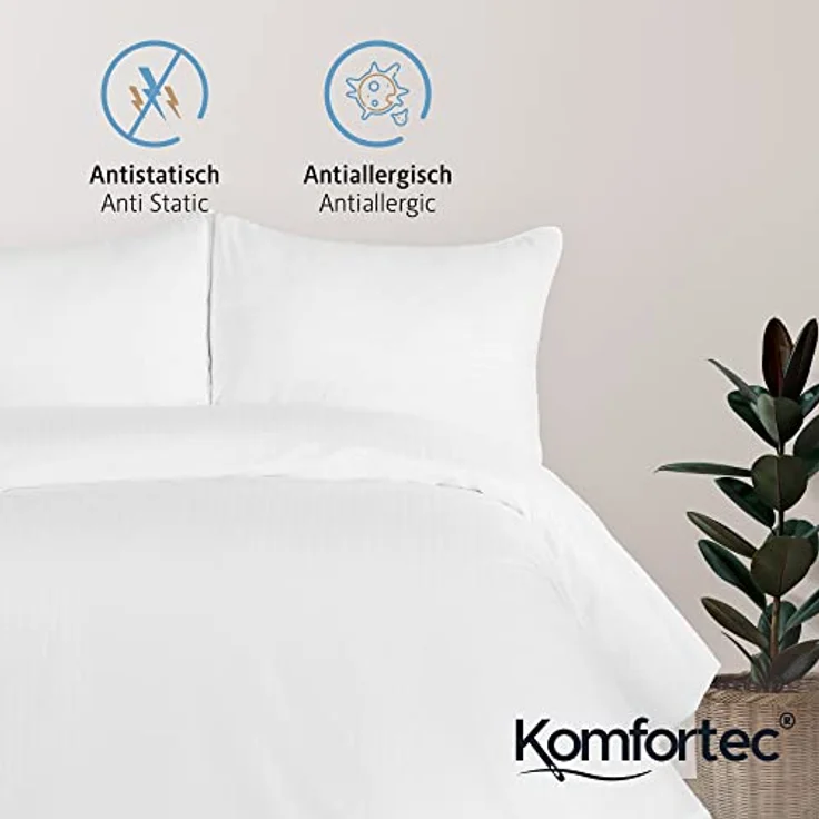 Komfortec Bettwäsche Deluxe, 2&3 Teilig, 140x200 cm, 155x220 cm, 200x200 cm oder 220x240 cm, 100 % Mikrofaser (120 g/m), 2 teilig, Bettwäsche-Sets mit Reißverschluss, Weich und Bügelfrei – Bild 5