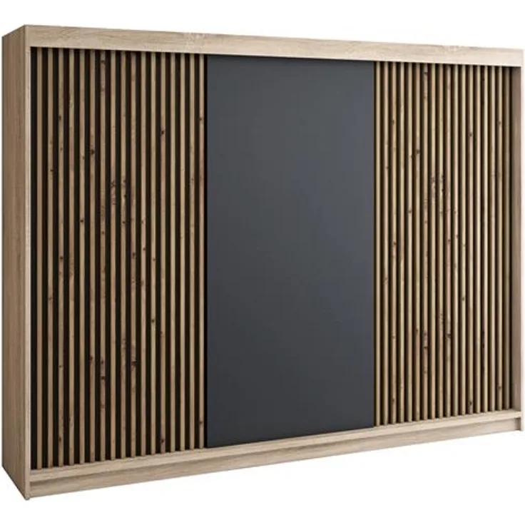 A&J MöbelLand Schwebetürenschrank IOSA 200 cm mit 4 Schubladen, und 3D Lamellen