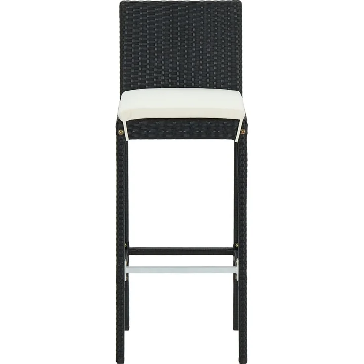 vidaXL Garten-Barhocker mit Kissen 4 Stk. Schwarz Poly Rattan 316670 – Bild 3