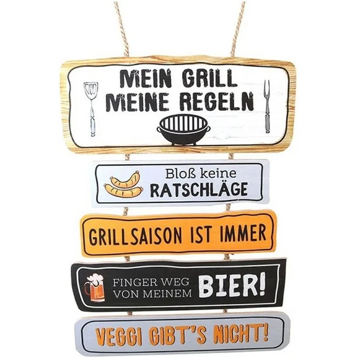 LB H&F Lilienburg Metallschild Holzschild Grillregeln Schild XL Grillen Bier Männer, (Gartengrill Grillplatz-Schild Grillzubehör Griller Grillsaison Feuerstelle Sommer Küche Dekoschild Wandbild Wandschild Geschenkidee Bild Mann Freund Männer Gartenpart...