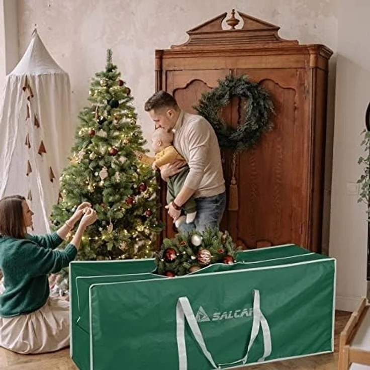 Salcar Aufbewahrungstasche für Weihnachtsbaum Künstlich − für zerlegbare Bäume bis zu 270 cm, 150 x 50 x 60 cm extra große Aufbewahrungstasche – Bild 2