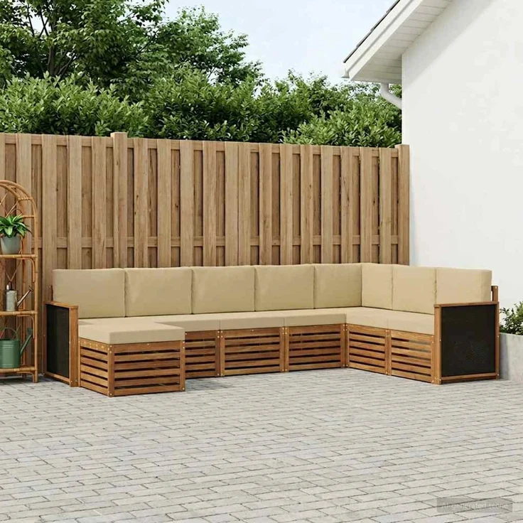 vidaXL Outdoor-Sofagarnitur 8 stk. 8-Sitzer Natur und Beige 3384704 – Bild 1