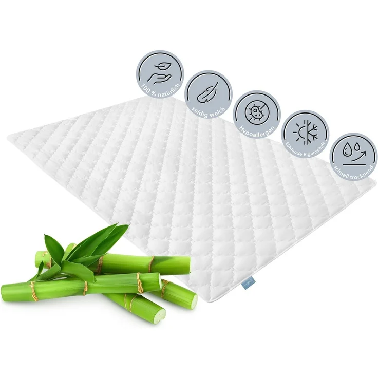 XDREAM Sommerbettdecke Bambus, leichtes und dünnes Steppbett, ideal für den Sommer, Füllung: hochwertige Mischung aus Polyester und Viskose aus Bambus-Zellstoff, Bezug: samtig weiche Baumwolle, atmungsaktiv, kühlend und feuchtigkeitsregulierend – Bild 3