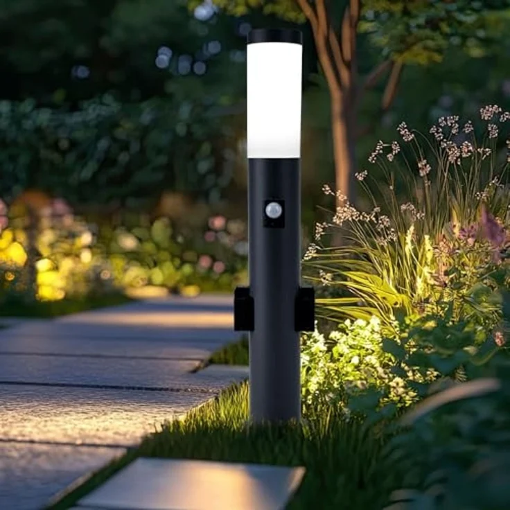 LED Stehleuchte, 2x Steckdosen, Bewegungsmelder, H 60 cm – Bild 7