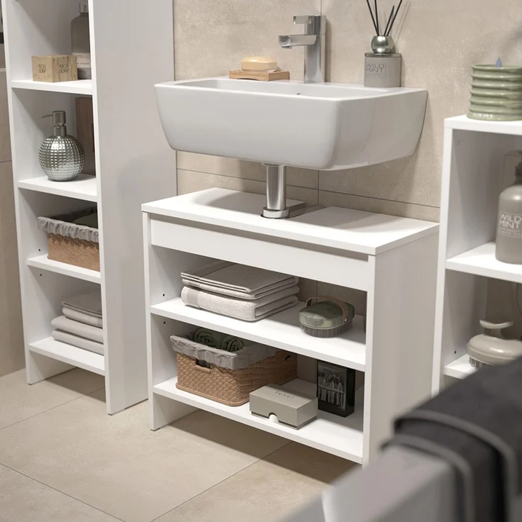 Badmöbel-Set Karli Weiß 3-teilig Vicco – Bild 4