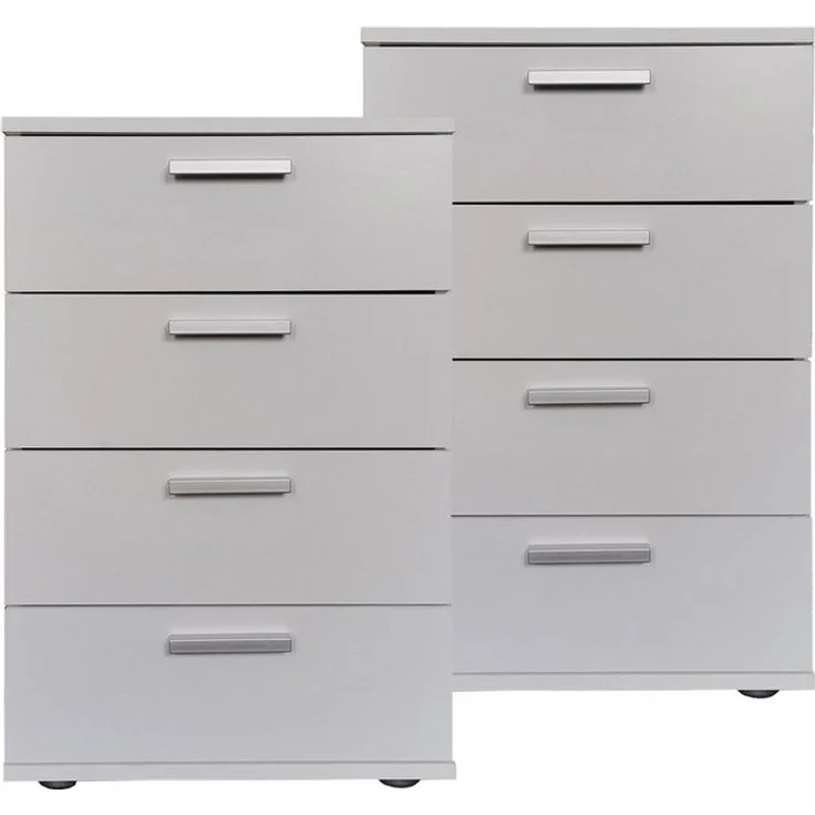 HTI-Living Nachtschrank Nachtkommode 4 Schubladen Nina Weiß 2er-Set (Set, 2-St, 2 Nachtschränke) Nachtschrank Nachttisch – Bild 5