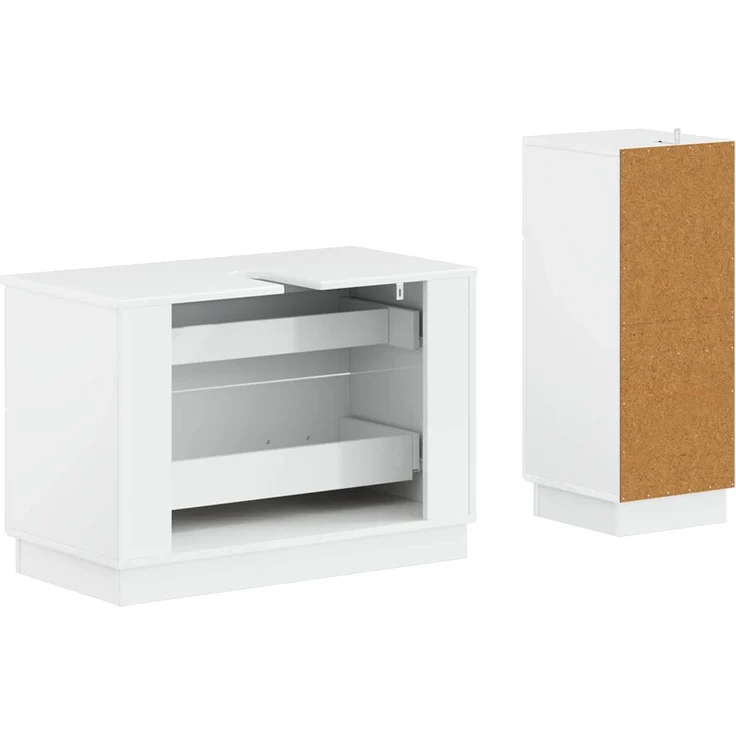 vidaXL 2-teiliges Badezimmer Schrank Set HOORN Hochglanz Weiß 3417715 – Bild 4