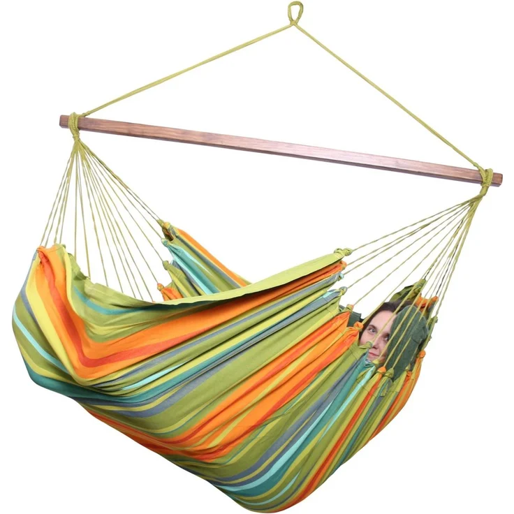 MacaMex Hängestuhl Cayo GIGANTE Verde, XXL, Südamerika ,Baumwolle, Grün/Multicolor – Bild 6
