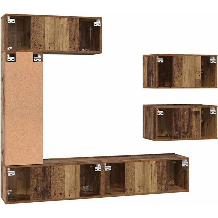 vidaXL TV-Schrankset Wandmontiert 6 pcs Altholz Holzwerkstoff 3393246 – Bild 10
