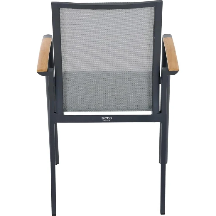 Siena Garden Velia Stapelsessel - Aluminium/Teak FSC & RANOTEX®, schwarz-grau, (T59632) – Bild 5