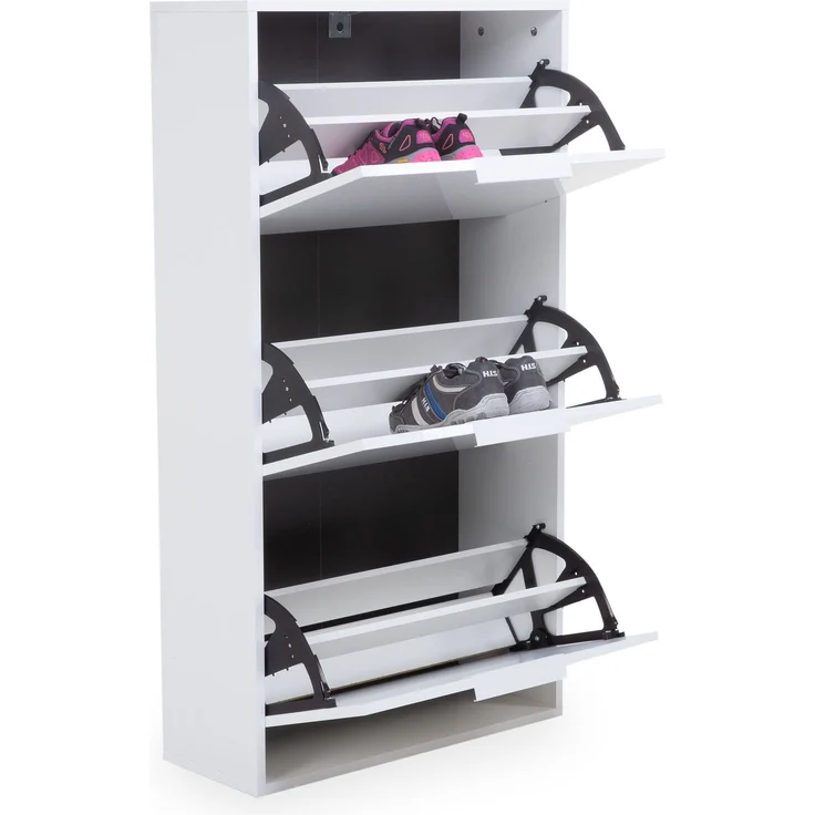 Composad Schuhschrank ESPRESSO - Diele Schuhschrank in Weiß Hochglanz – Bild 3