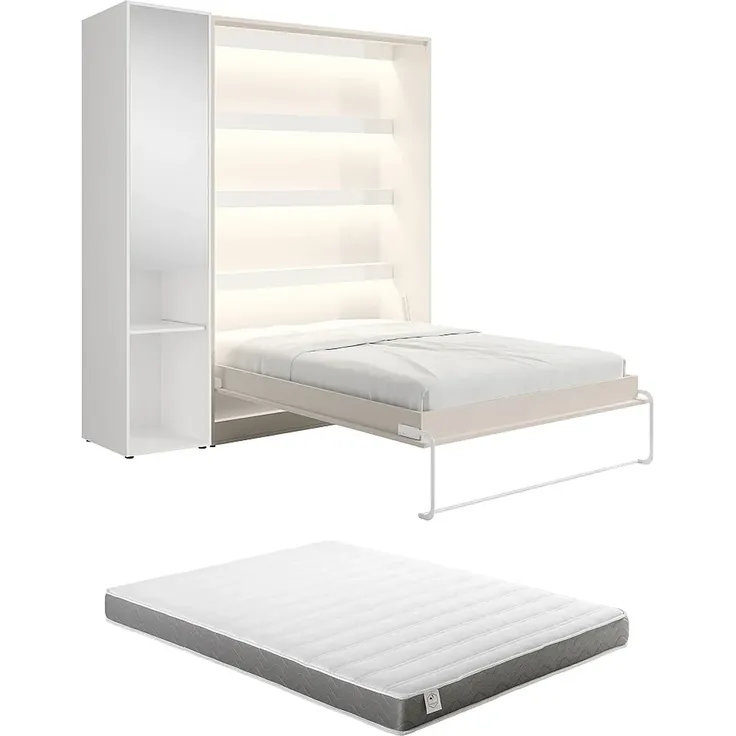 Vente-unique - RAPILI Bett Holz, Platte BeigeWeiß - B 50 cm239,2 cm x H 225,2 cm x L 209 cm – Bild 7