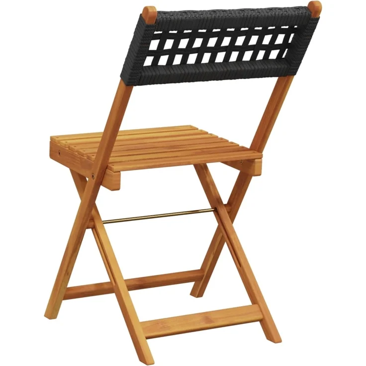 vidaXL Gartenstühle 8 Stk. Klappbar Schwarz Poly Rattan & Massivholz 3214594 – Bild 5