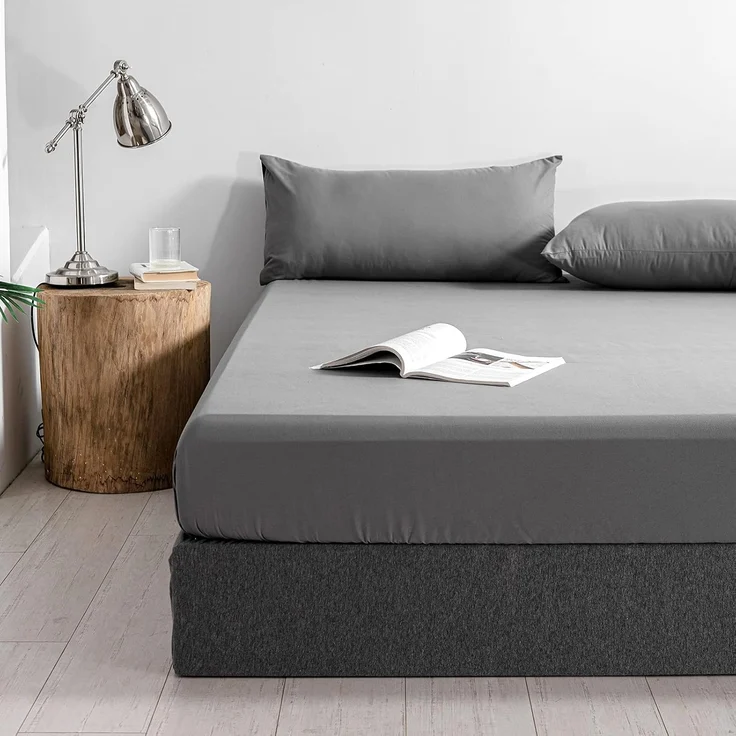 Good Nite Spannbettlaken 160x200 cm Grau Polyester Bettlaken 30cm Extra Tiefe Taschenlaken Spannbetttuch Weich und atmungsaktiv Maschinenwaschbar – Bild 2