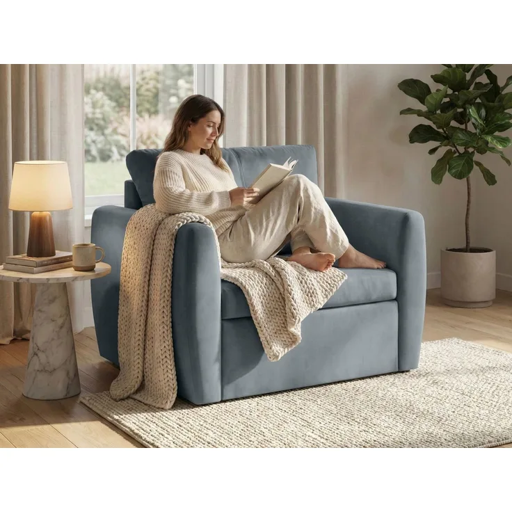 Beautysofa Relaxsessel KAMEL mit Schlaffunktion und Bettkasten (freistehend, kompakter Schlafsessel für Wohnzimmer & Gästezimmer, Velours TRINITY), Schlafsessel ausklappbar, moderner Sessel mit Liegefläche 188x82 cm