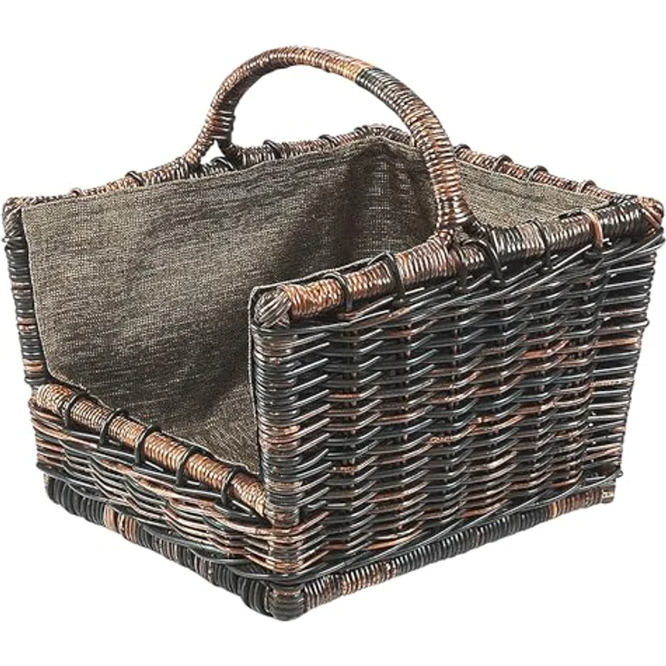 Kobolo Kaminholzkorb Holztrage krabu Rattan - abnehmbarer Jutestoff – Bild 4