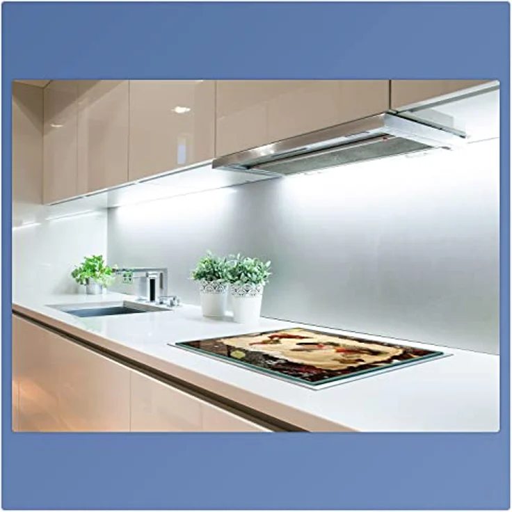 Herdabdeckplatte Abdeckung Ceranfeld Abdeckplatte Schneidebrett 1-Teilig 60x52 Gewürze Weltkarte Beige Spritzschutz Glasplatte Ceranfeldabdeckung Schutz Herdschutz Sicherheitsglas Glasschneidebrett – Bild 5