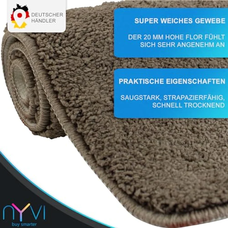 NYVI Badematte WC Deckelbezug mit Gummizug NYVISpa Lasalle Toilettendeckelbezug, Höhe 20 mm, Polyester, Rutschfest, Saugstark, Schnell Trocknend, Fußbodenheizung geeignet – Bild 2