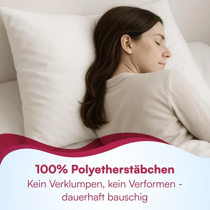 Clinotest Kopfkissen Polykissen Glatt, Füllung: 120g, Bezug: Polyester, Für jede Schlafposition, 95°C waschbar & trocknergeeignet, bewährte Qualität aus Hotellerie – Bild 4