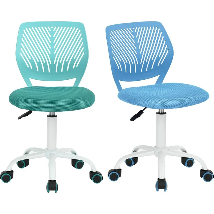 FurnitureR 2 Stück Home Office Stuhl, ergonomisch, verstellbar, höhenverstellbar, für Zuhause, Büro und Studie, Metall, Türkis, 38,5 x 40 x 75 cm – 87 cm