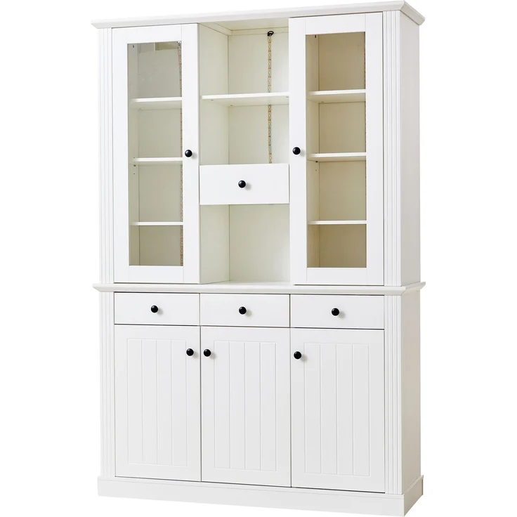 N625P293053054055W)119,5*40*180cm Vitrine, Standvitrine mit 4 Schubladen, Vitrinenschränke mit LED,Wohnzimmerschrank , Schrank mit 4 Schubladen und 5 Türen,Großer Schrank mit 21 Ablagefächern,MDF – Bild 9