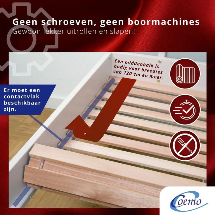 Coemo Rollrost DELUXE 100 x 200 cm Rolllattenrost 22 massive Leisten – Bild 11