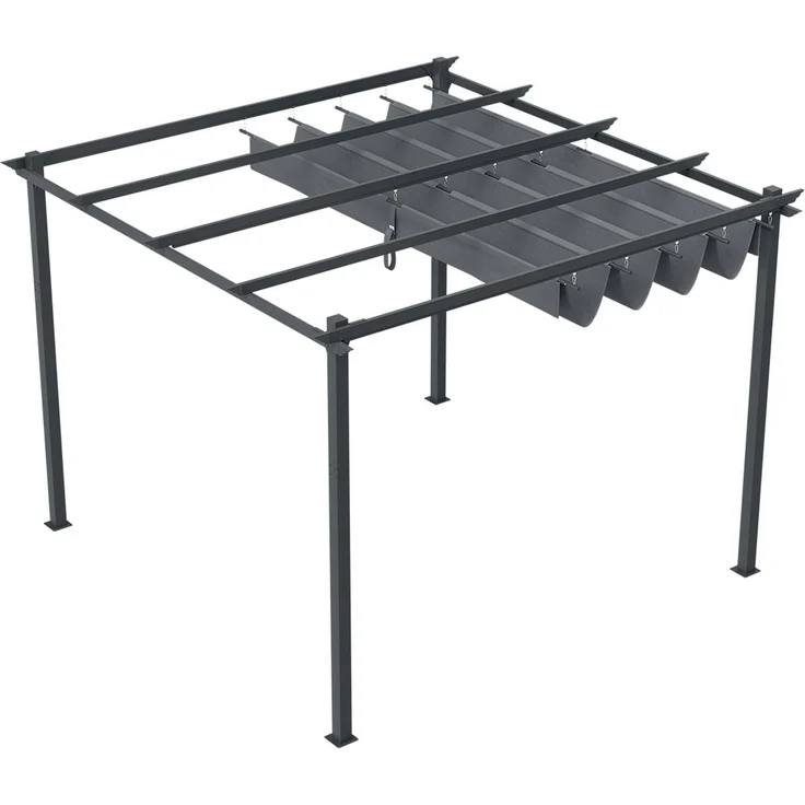 STEELSØN 'Xyriela' Pergola mit Schiebedach, 3x3m, Aluminium, anthrazit/grau, Gartenpavillon, wetterfest, Pavillon mit freistehender Terrassenüberdachung – Bild 12