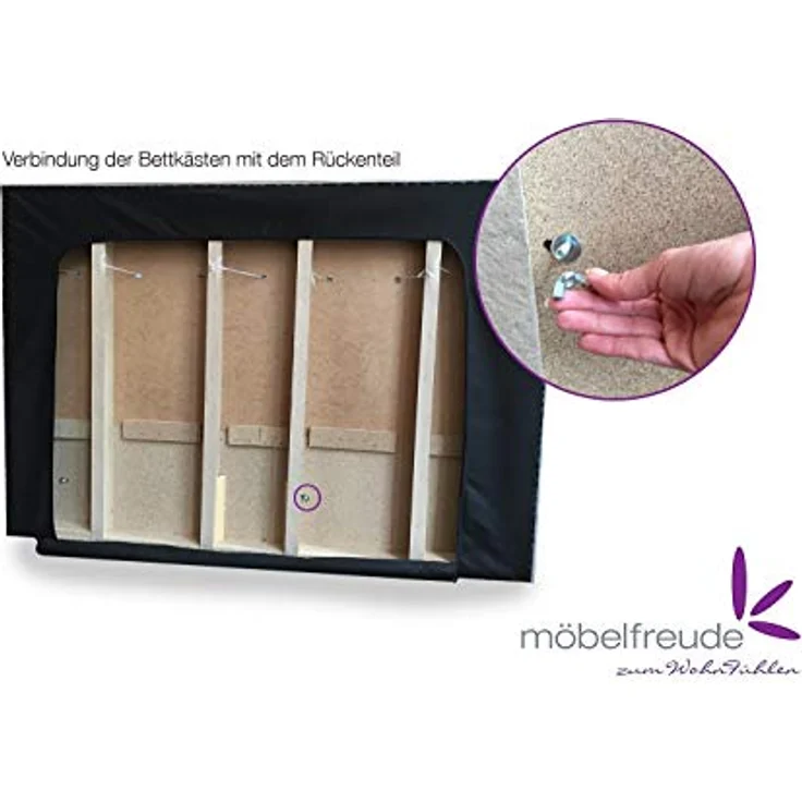 Möbelfreude Boxspringbett Boxspringbett Bea mit niedrigem Kopfteil Hellg.., Hellgrau 160x200 cm H3 7-Zonen-Taschenfederkern Matratze + Visco-Toppe – Bild 8