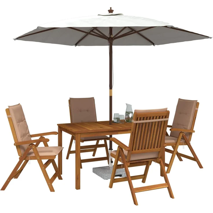 vidaXL 5-Piece Garden Dining Set 4-Sitzer Beige Massivholz Akazie 3434556 – Bild 3