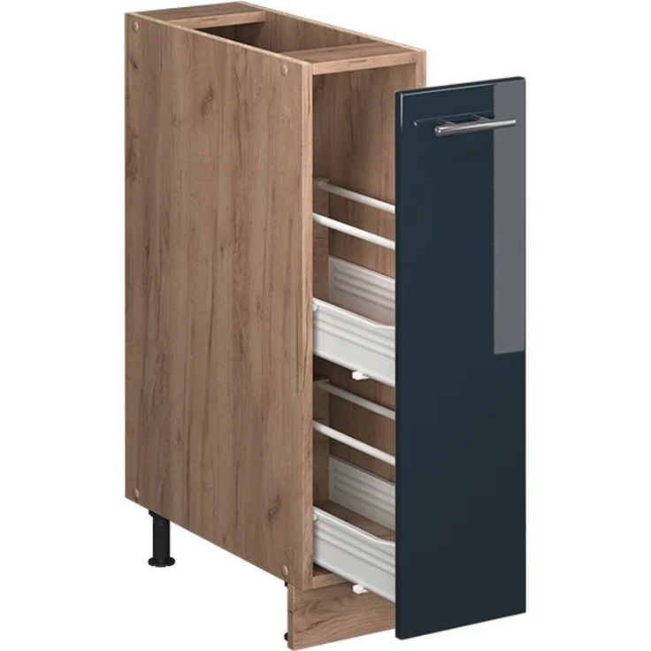 Apothekerschrank Fame-Line Dunkelblau Hochglanz/Goldkraft Eiche 20 cm, AP Marmor Vicco – Bild 6