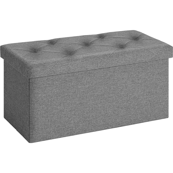 ‌Sweetcrispy Sitzbank mit Stauraum, Klappbare Sitztruhe, Sitzhocker, 76 x 38 x 38 cm, Aufbewahrungsbox mit Deckel als Hocker & Fußbank, bis 300 kg belastbar, für Wohnzimmer Schlafzimmer Flur, Grau