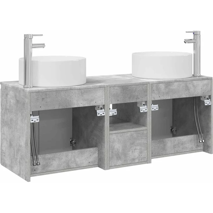 vidaXL Badezimmerschrank-Set 3 stk. Betongrau 129 x 44,5 x 80 cm 3405740 – Bild 8