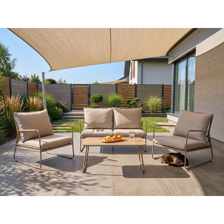 Lounge Set mit Tisch 4-Sitzer ACCEGLIO Metall Beige – Bild 3