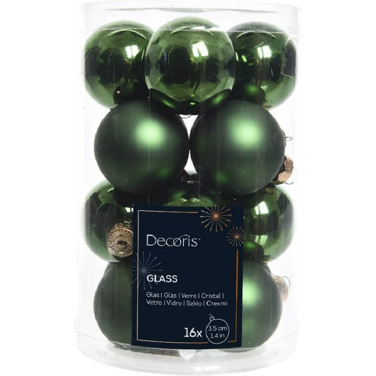 Kaemingk Weihnachtsbaumkugel, Weihnachtskugeln Glas 3,5cm 16 Stück - Piniengrün – Bild 1